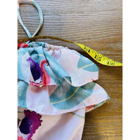 VTG 70s Hawaiian Floral Frilly Ruffled Sun Dress Rockabilly Preppy - Picture 5 of 8